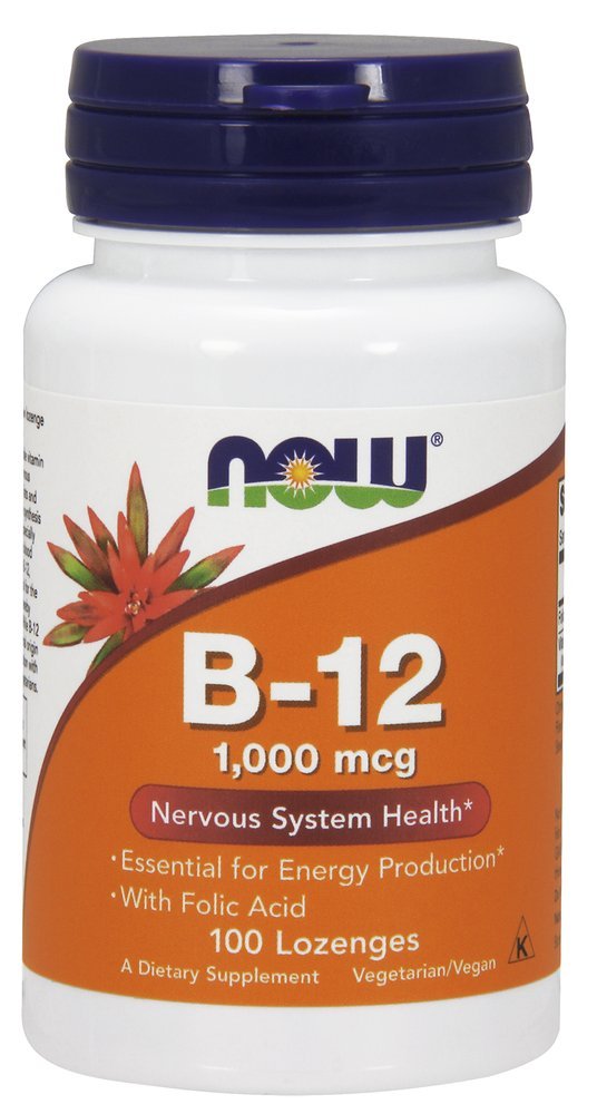 Now Vitamin B12 Supplement 1000 mcg Lozenges With Folic Acid, Pack of 100's