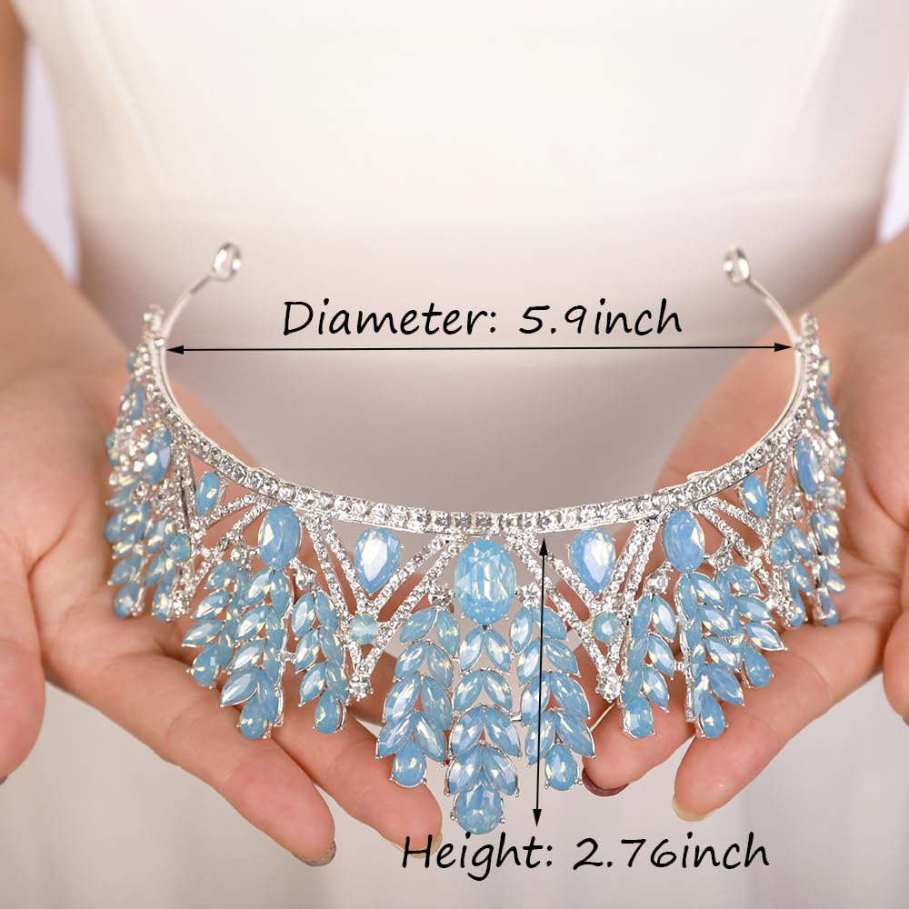 JWICOS Diadema de cristal vintage, tiara barroca con diamantes de imitación para mujeres y niñas, tiara de novia, accesorios para el cabello, para fiesta de cumpleaños, graduación, Halloween