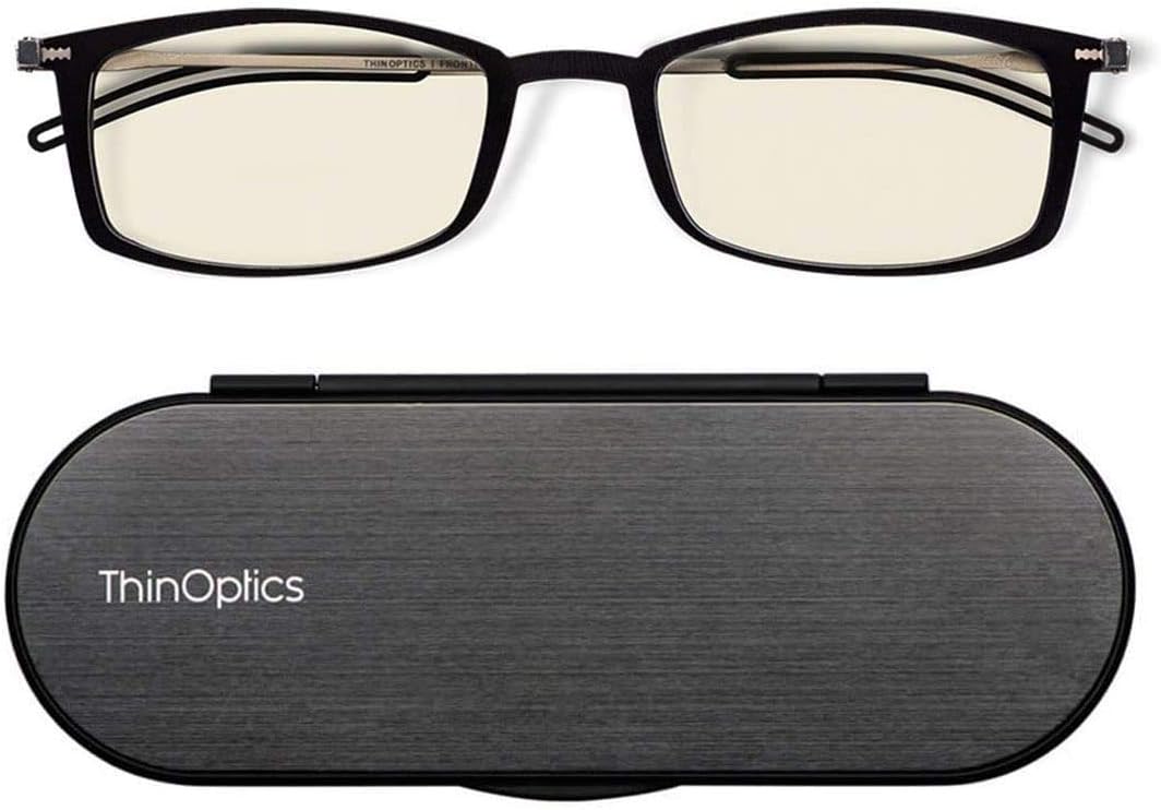 ThinOptics Computer Reading Glasses With Black Frames - Blue Light Blocking Computer Glasses, Unisex for Men and Women Computer Glasses