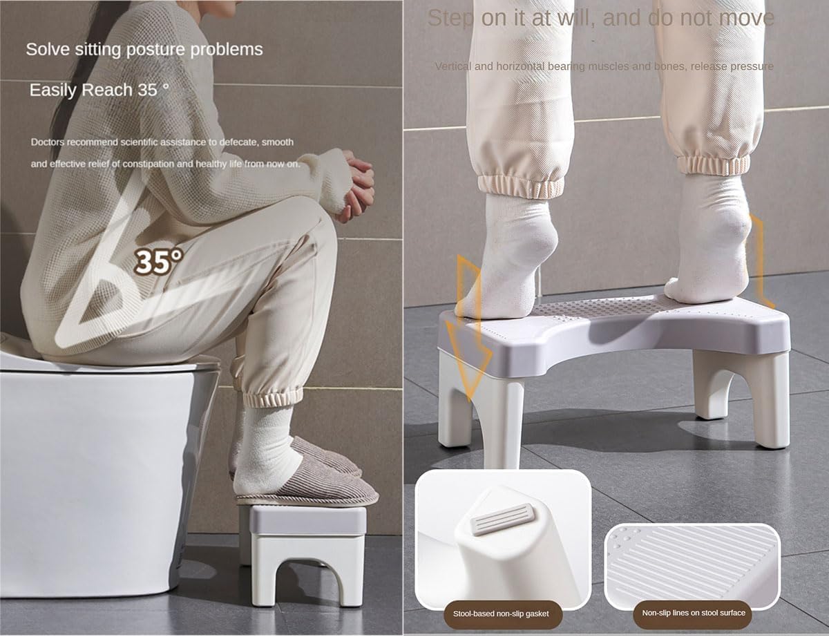 Toriox Foldable Toilet Potty Stool for Adults, Heavy Duty Plastic Portable Squatting Poop Foot Stool with Freshener Space, Bathroom Non-Slip Toilet Assistance Step Stool for Kids Seniors (White) 3