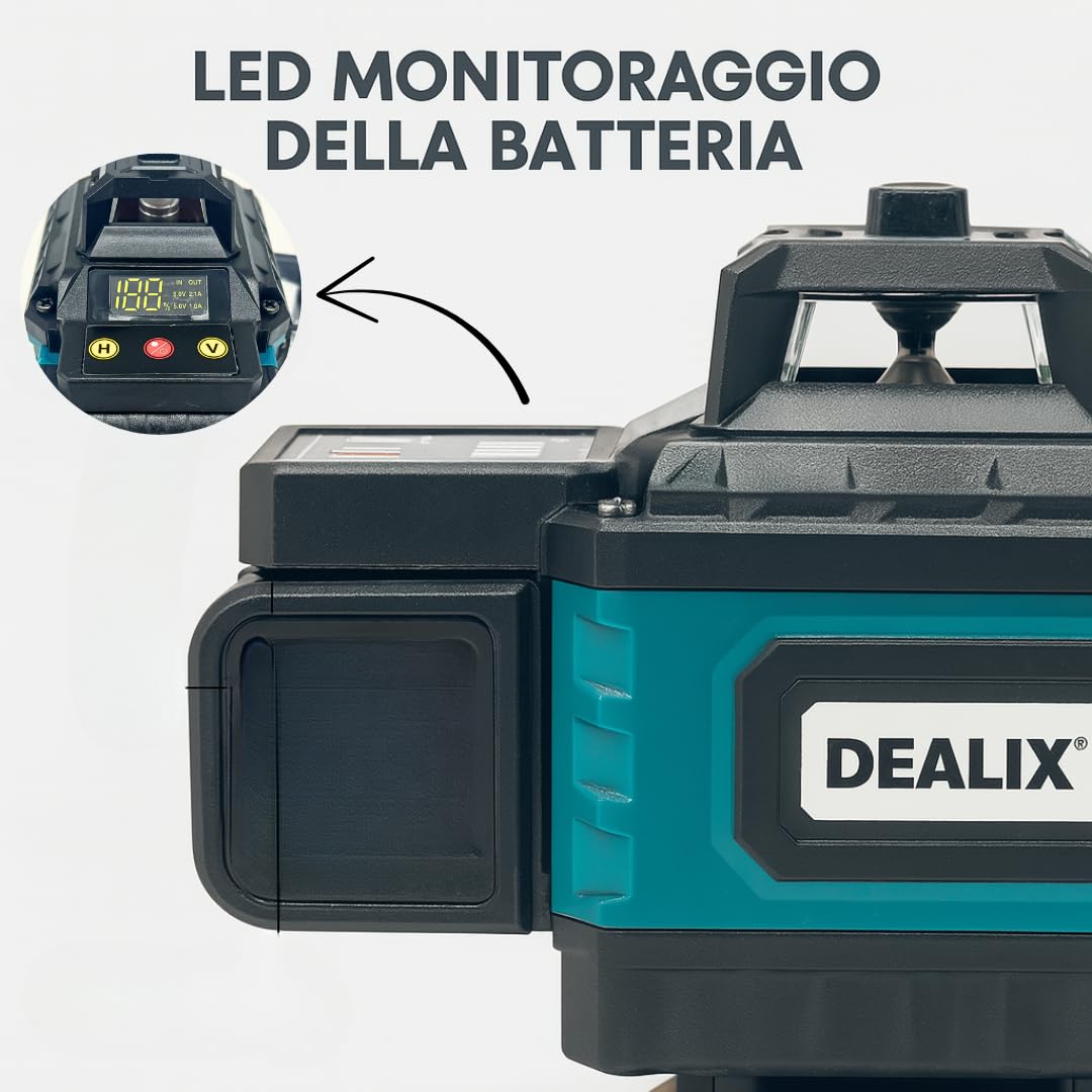 Livella Laser 16 Linee Verde 4x360° Dealix con Cavalletto 1 m, Staffa Magnetica, Base a 3 Punte – Kit Autolivellante Professionale per Edilizia, Cartongesso, Piastrellisti, Pareti, Controsoffitti