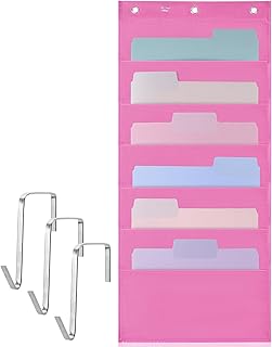 Mr. Pen- Hanging Wall File Organizer, 6 Pocket, Pink, 3 Overdoor Hangers Included, Over The Door File Organizer, Hanging Folder Organizer, Wall Folder Organizer, Hanging File Organizer for Wall