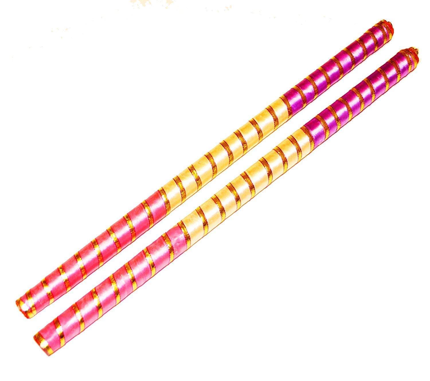 DMS RETAIL Multicolor Triranga Dandiya Garba Sticks with Lace for Navratri Celebration 14 Inches Big Size Pack of 6 Pair - Image 3 thumbnail