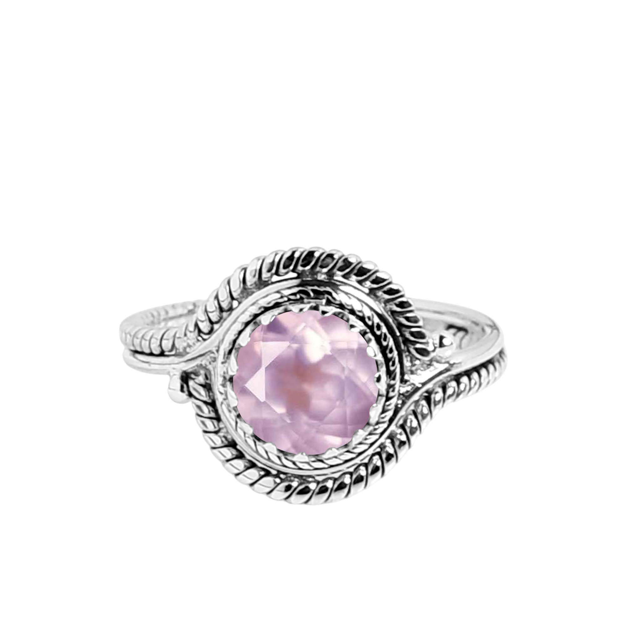 Anello in quarzo rosa Gems Vibes, in argento Sterling 925, fatto a mano, per donne, regalo per la festa di compleanno, anello d'amore con pietra preziosa di cristallo rosa, misura 10