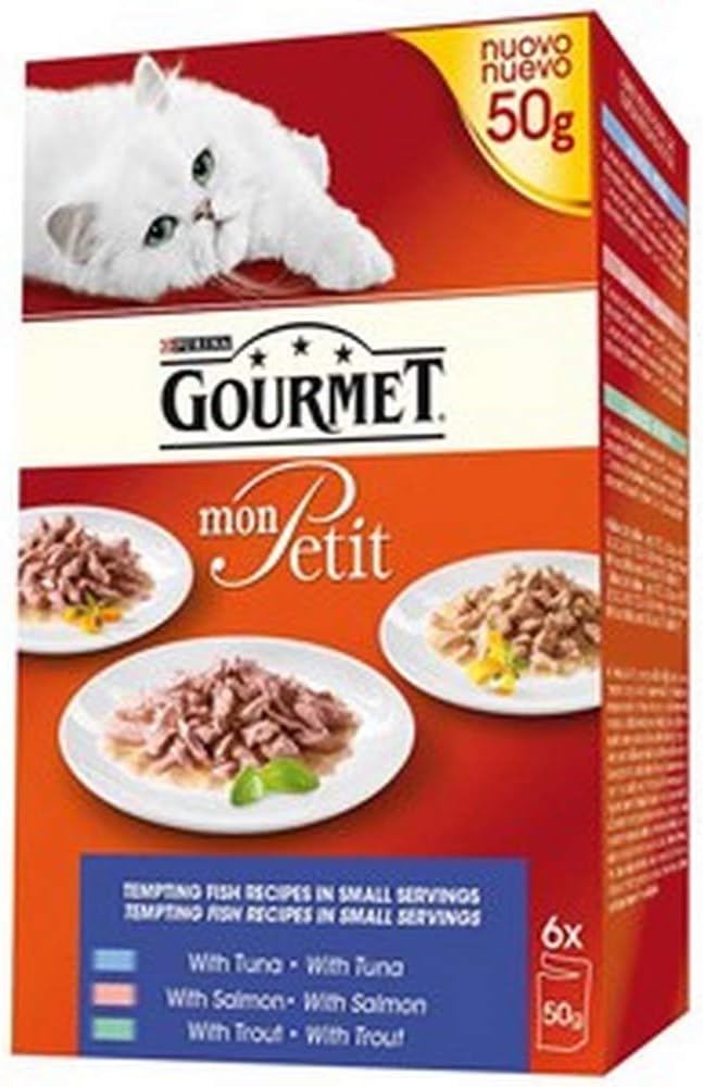 Purina Gourmet Mon Petit with Tuna Salmon and Trout Adult Wet Cat Food, 300g (Pack of 6)