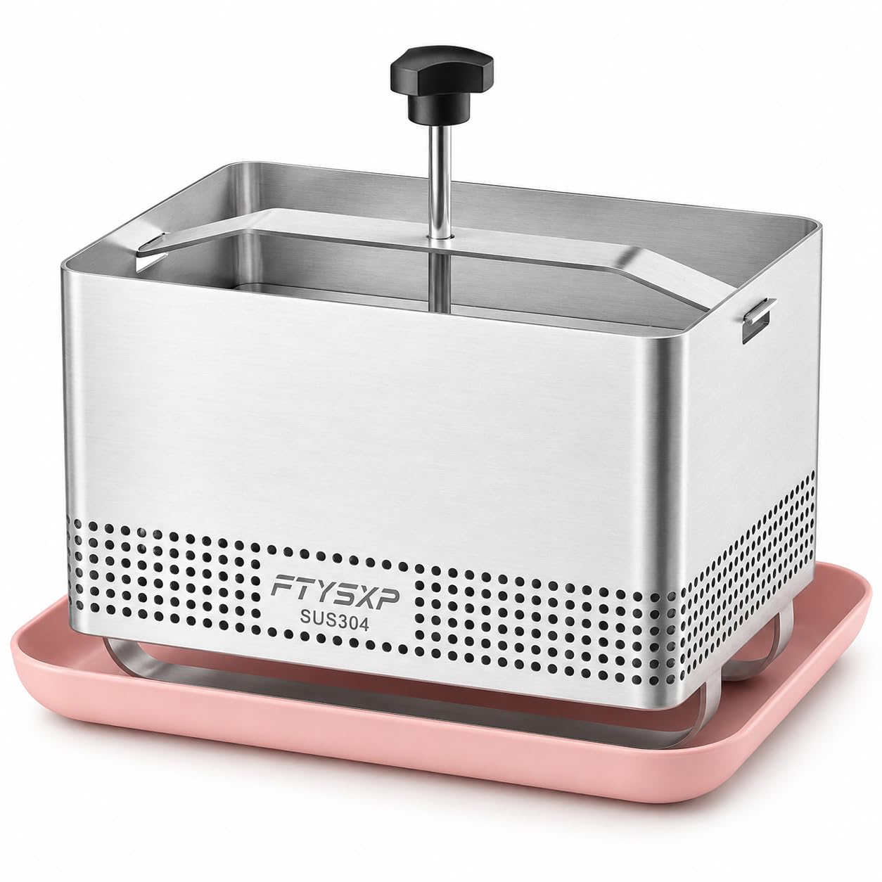 Prensa de tofu ajustable de acero inoxidable 304, con bandeja de goteo y gasa, sin BPA, apto para lavavajillas, prensa de queso para tofu, paner, queso y verduras (16 x 13 x 13 cm) | Acero inoxidable 304