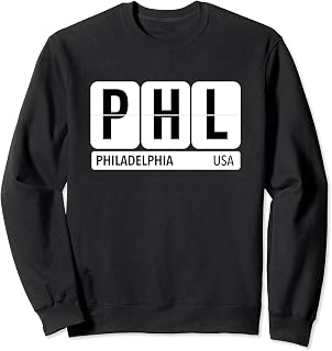 PHL Philadelphia PA USA Travel Souvenir Black Text Sweatshirt