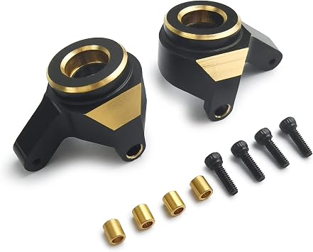 MORLORDY 2Pcs RC Brass Front Steering Knuckles for 1/24 RC Crawler Car SCX24 Upgrades Accessories, Black