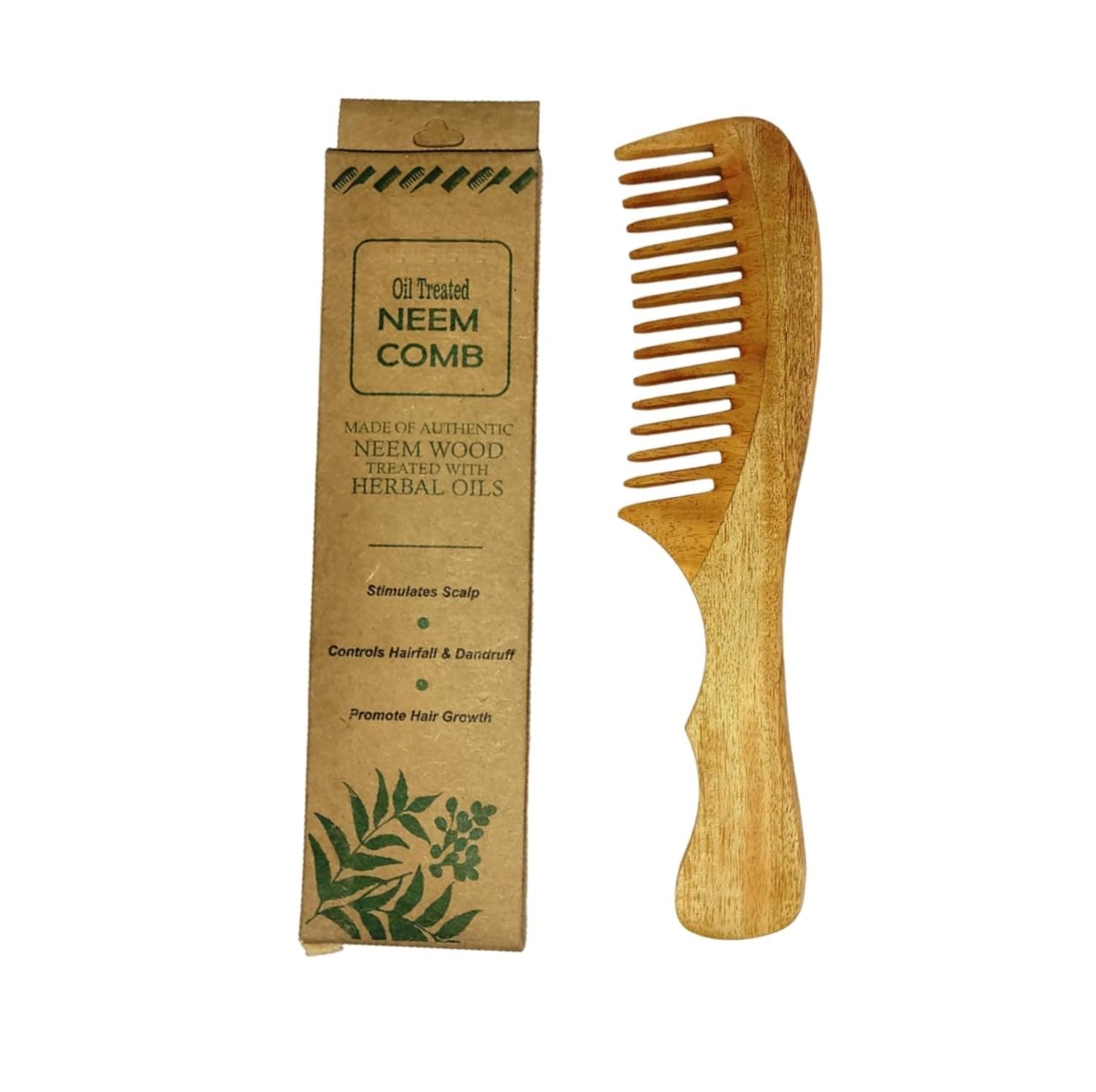 TECHSUPREME Peine de nim 100 % puro y natural para hombres y mujeres, reduce la caída del cabello y controla la caspa, peine de madera de dientes anchos, peine desenredante para barba y bigote para
