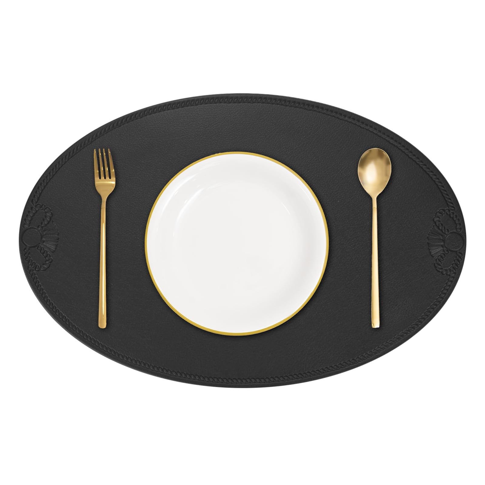 Sets de table ovales en cuir noir au design chic pour sublimer vos tables de salle à manger