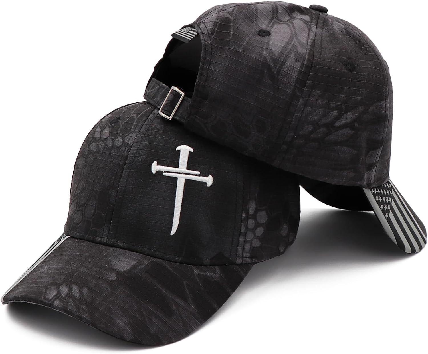 Jesus 3 Nail Cross Adjustable Baseball Cap with American Flag Hats for Men and Women Christian Gifts - Image 6
