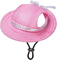 Vista 47 de Sombrero de princesa de ala redonda, visera para mascotas, sombrero poroso de malla para perro con agujeros para las orejas para perros pequeños
