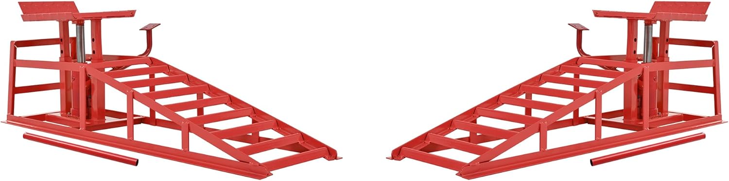 Auto Car Truck Service Ramps Lifts with Pedal, Garage Car Lift Hydraulic Ramps 5 Ton,Automotive Hydraulic Lift Repair Frame Lift(2 Pack) red Color