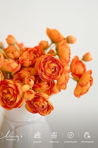 Miniatura 3 de Flores Artificiales de Ranúnculo de Ling's Moment, Flores de Seda de Imitación Mini Ranúnculo para Ramo DIY, Flores de Relleno de Boda Falsas a