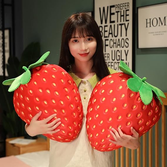 XIYUAN Strawberry Plush Toy 20 Inch Fruit Pillow Children's Stuffed Cushion Super Soft for Boys and Girls Room Decoration Gift