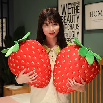 XIYUAN Strawberry Plush Toy 20 Inch Fruit Pillow Children's Stuffed Cushion Super Soft for Boys and Girls Room Decoration Gift