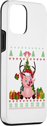 Miniatura 3 de iPhone 12 mini Funny Reinder Pig Lovers Santa hat Ugly Christmas Sweater Case