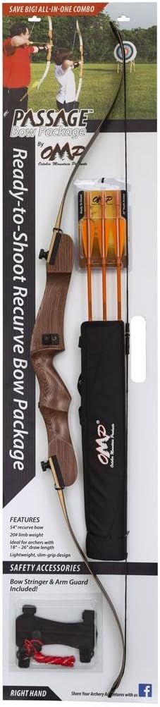 October Mountain Products Package A Passage 54 in. Recurve Bow Package (LH - 20 lbs.)