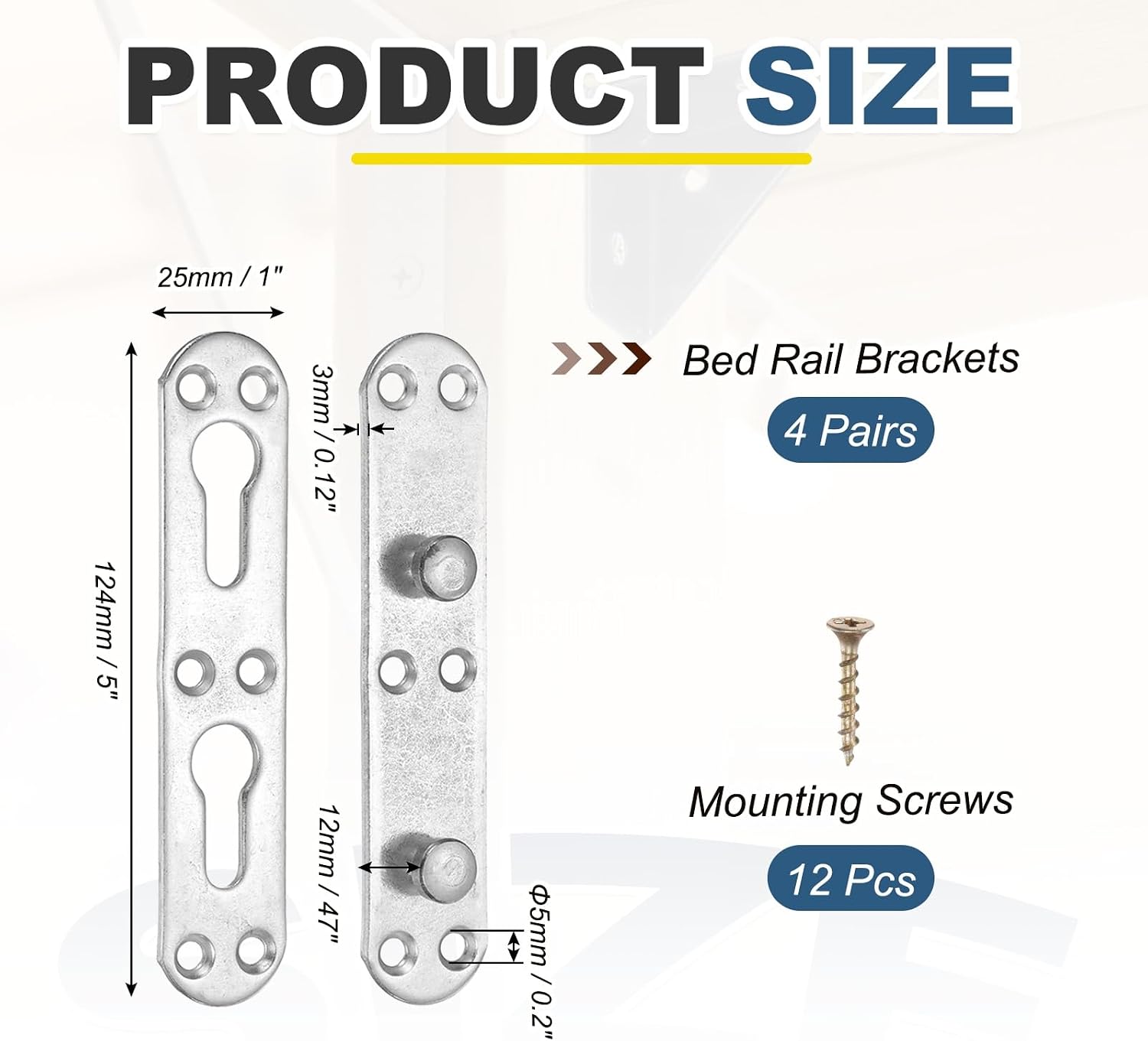 PATIKIL Bed Rail Brackets 5", Carbon Steel Bed Rail Fasteners Hardware for Head Board Footboards Furniture Frame, Silver