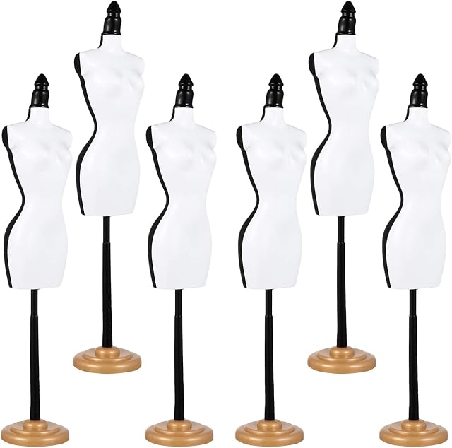 EXCEART 6Pcs Detachable Doll Dress Form Mannequin Clothes Gown Display Holder Mini Mannequin Model Stand Rack for Doll Clothes Display Support Toy White