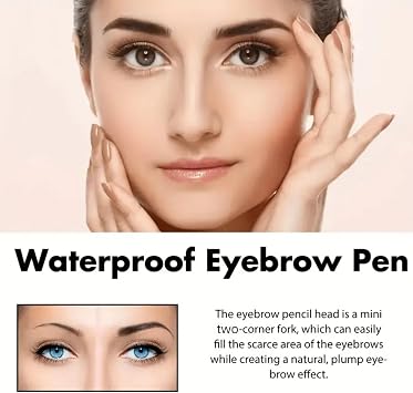 Eyebrow Pencil,Eyebrow Pen,Waterproof 3D Brow Pencil with 4 Fork Tips for Hair Drawing, Long Lasting Eyebrow Tint Makeup,Eye/brow Tint Long Lasting Natural Makeup,Smudge Proof(Dark Brown)