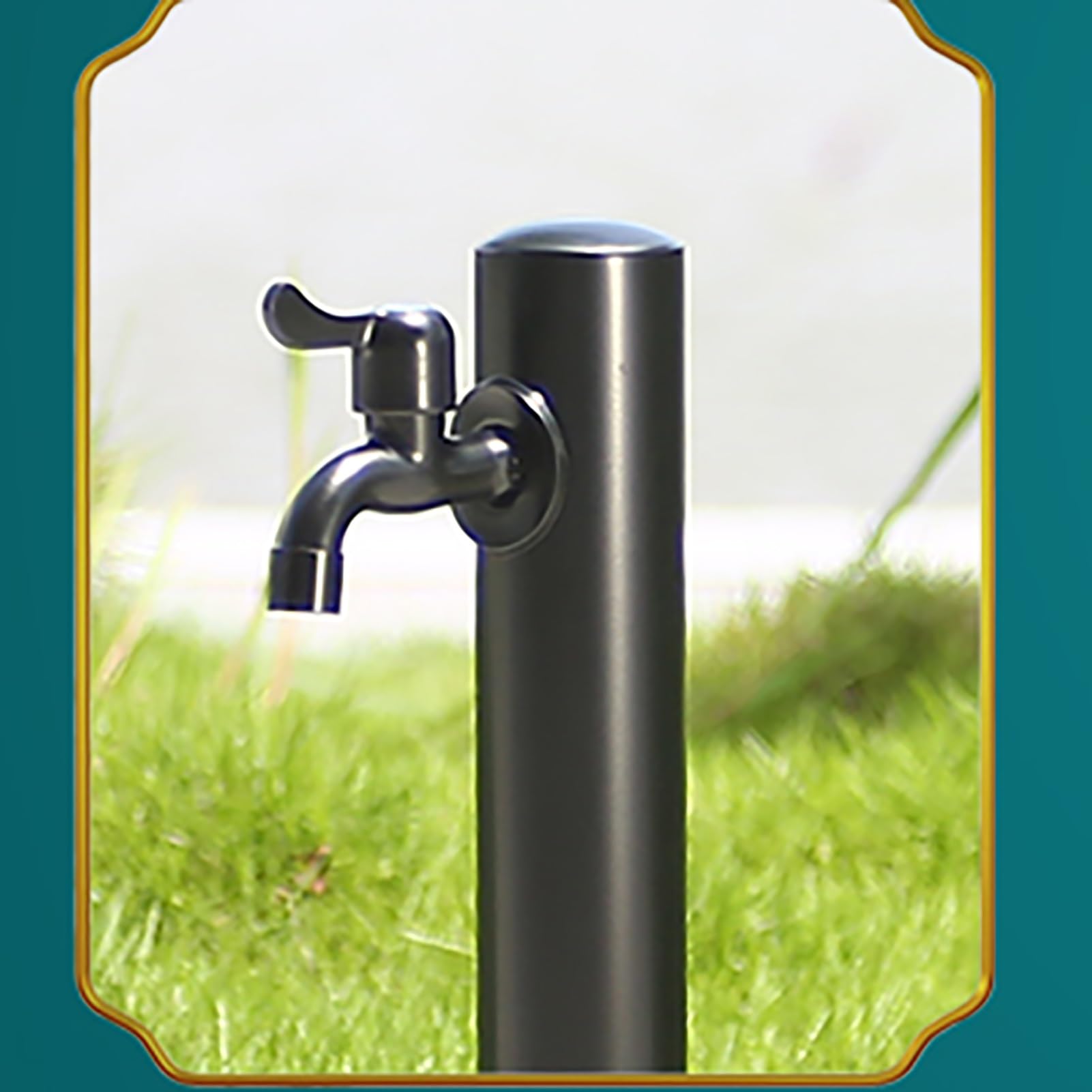 Robinet Exterieur Jardin Noir Robinet Extérieur Antigel Robinet Jardin Acier Inoxydable Robinet Exterieur Jardin Sur Pied(Color:Round Column With Lock Faucet,Size:60cm