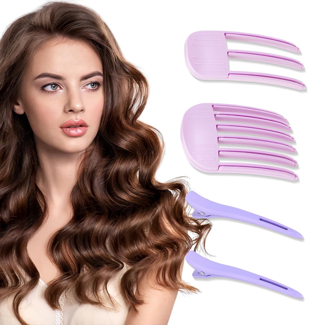 2 Pezzi Clip volume per radici, fermaglio per capelli volumizzante, Bigodino per capelli con volume naturale, Bigodini, fermaglio per capelli senza traccia, fermaglio per radice(Viola)