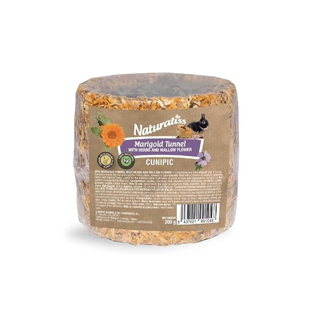 Comida para Animales pequeños CUNIPIC Túnel De Caléndula con Hierbas Y Flor De Malva