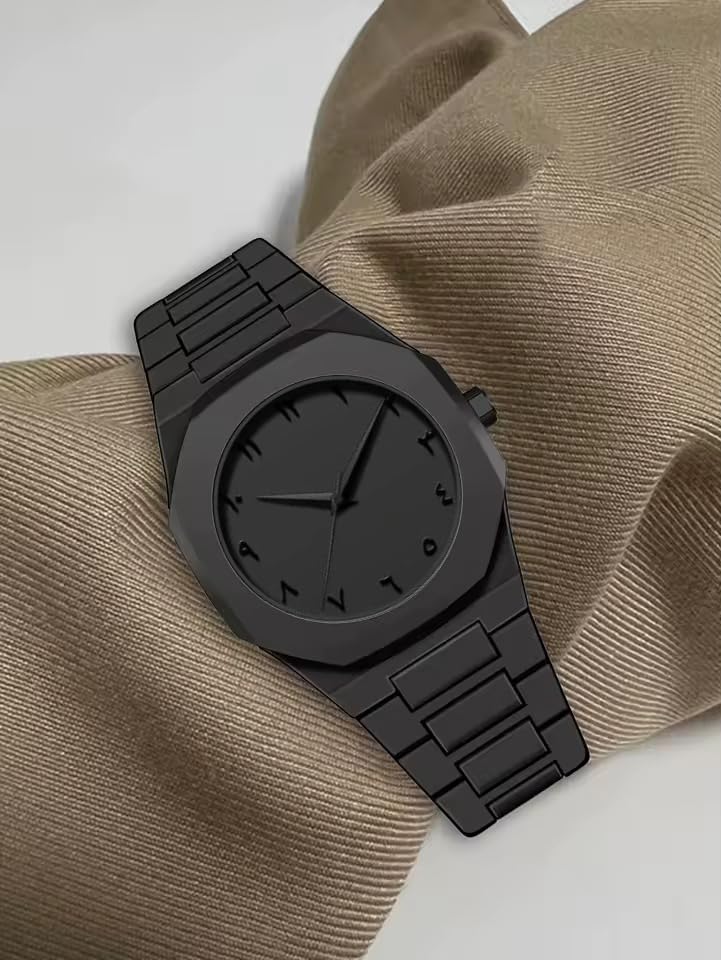 Image of Shocknshop Minimalist Creative Sketch Design Black Analog Plastic Chain Strap Wrist Watch for Men Boys -WCH375