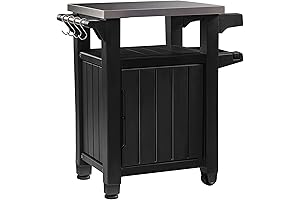 Keter Unity Outdoor Kitchen Portable Bar Cart BBQ Prep and Serving Station...