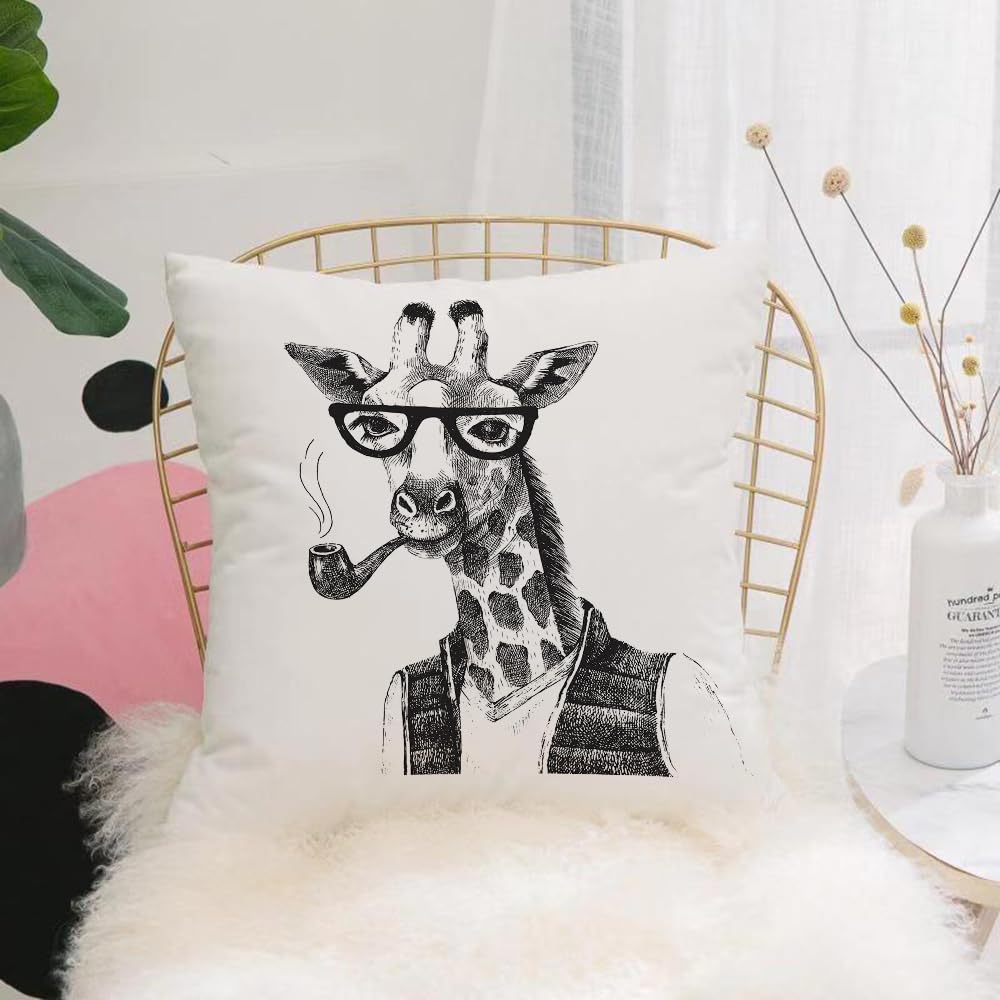Hyosxw Quirky Decor, Giraffe Whistle Disguised Fanc - A5 Cushion Cover,Throw Pillow Case Home Decorative For Living Room Bedroom Sofa Chair 18X18 Inch,Quirky Decor, Giraffe Whistle Disguised Fancy Zo,Pillowcase 45X45cm