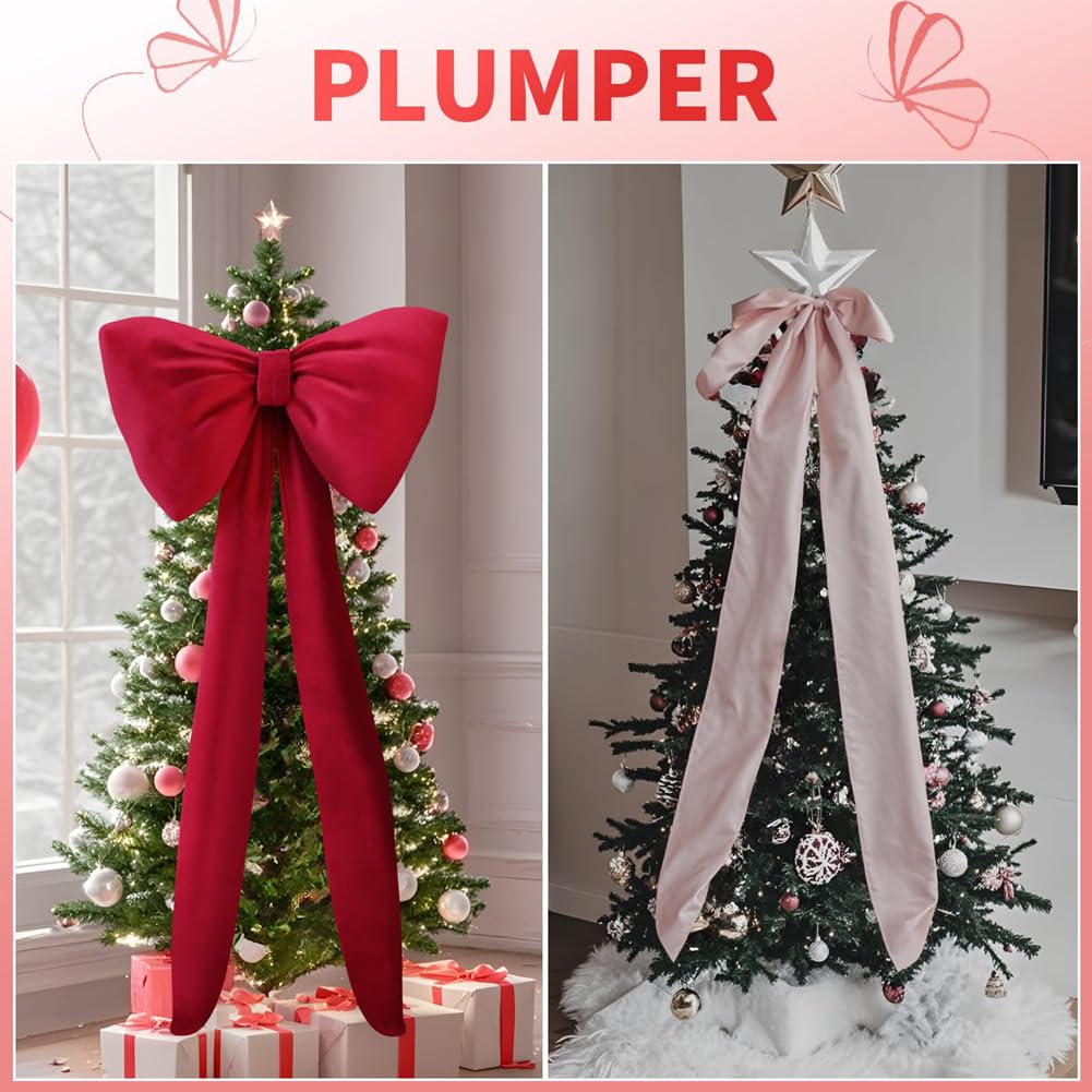 Samt Weihnachtsschleife Groß Samtschleifen Klein Geschenkschleifen Vintage-Schleifen aus Samtband Dekoschleifen für Hochzeit Weihnachten Weihnachtsbaum Wand Hintergrund Deko Roter Anzug