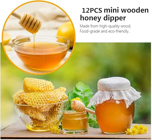 Miniatura 7 de Paquete de 12 palitos de madera de miel de 3 pulgadas, mini agitador de miel para tarro de panal dispensar llovizna