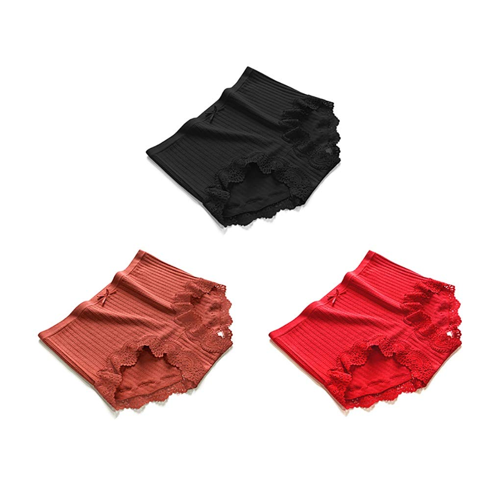 Bikinis Taillenslips 3er Pack Damen Slips Maxi Damen Hipster Mid Rise Slips 100% Baumwolle Full Comfort Fit Unterwäsche Baumwolle High Leg Brief, 5 Stil (Color : A)