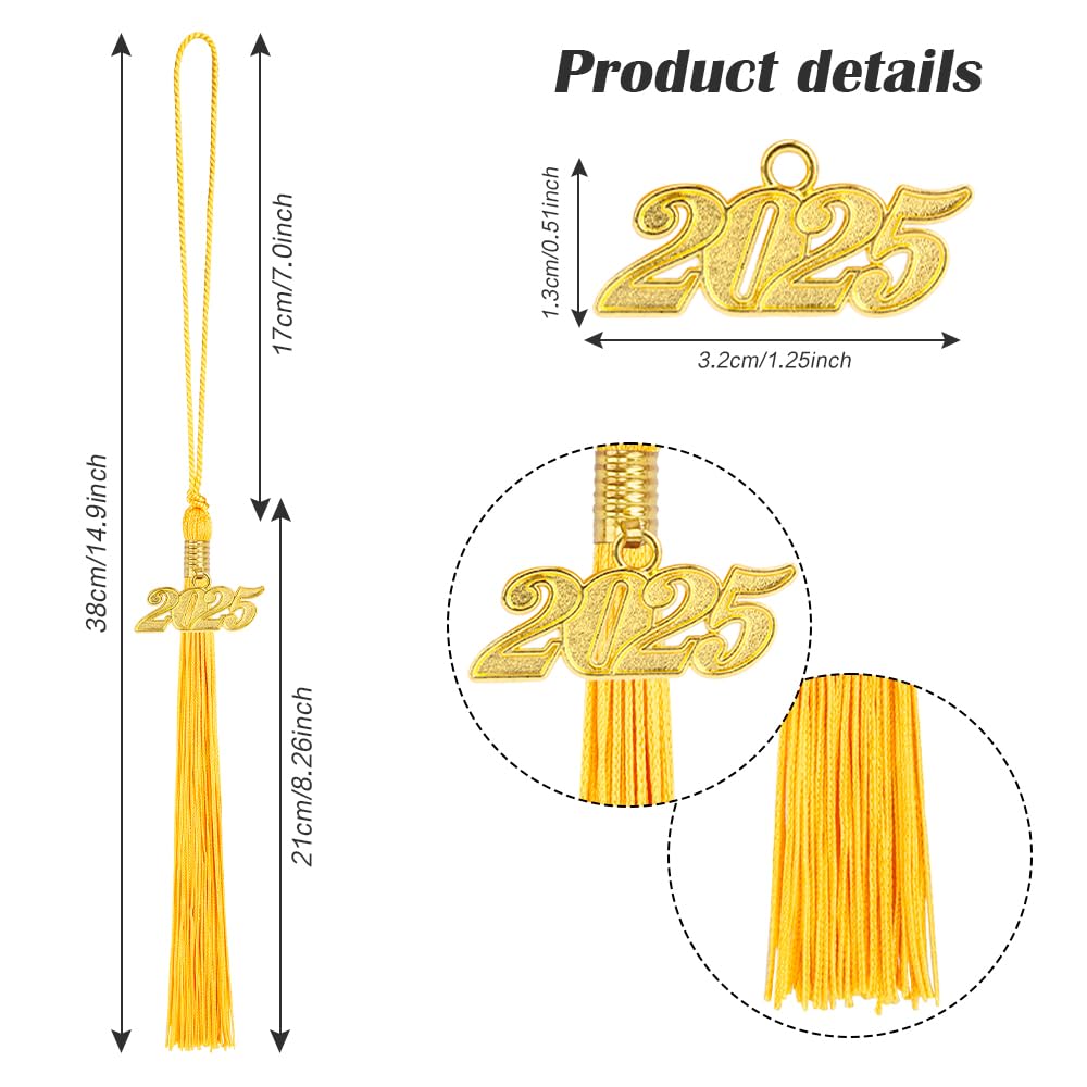 2025 Gold Graduation Tassel, Graduation Cap Tassel, Tassels for Graduation Cap 2025, 2025 Tassel with 2025 Year Gold Date Charms, Tassel Charms for Graduate Hat, Graduation Ceremonies Accessories