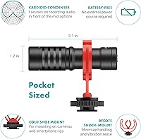Vista 5 de Movo VXR10 Universal Shotgun Mic for Camera - Camera Microphone for DSLR, iPhone and Android Smartphones - Compatible with Canon EOS, Nikon, and