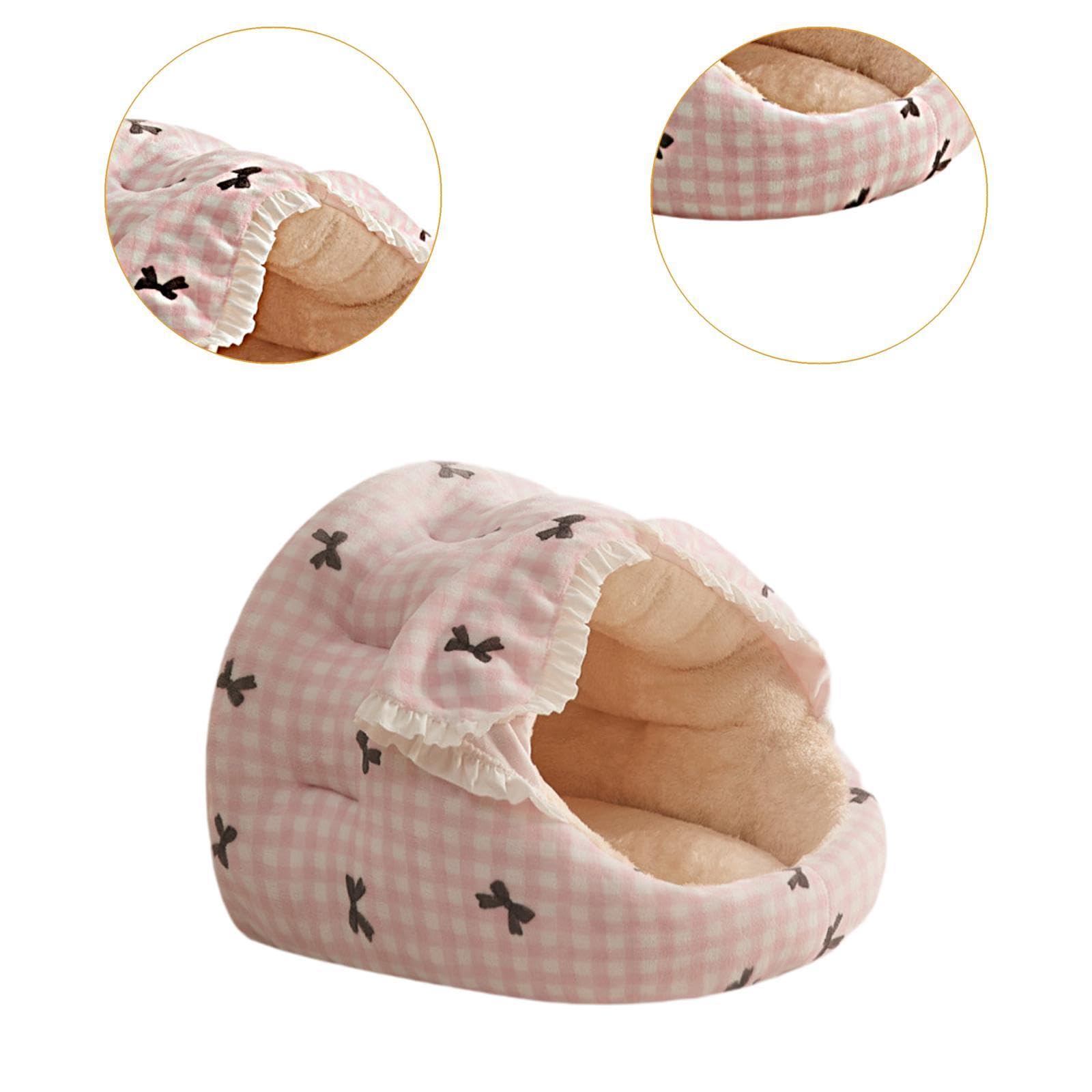 B Baosity Cama para Gato con Cubierta Cama para Perros Cama Nido para Gatos Pequeños Y Medianos Suave Y Cómoda de Felpa Adecuada para, Rosa