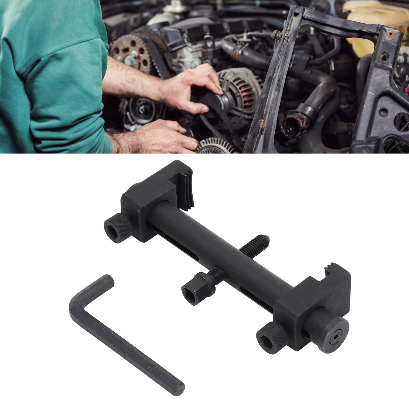 Extractor de polea de transmisión acanalada universal Extractor de cigüeñal de acero al carbono ajustable Extractor de polea para coches Herramienta reparación automotriz Para mecánicos aficionados