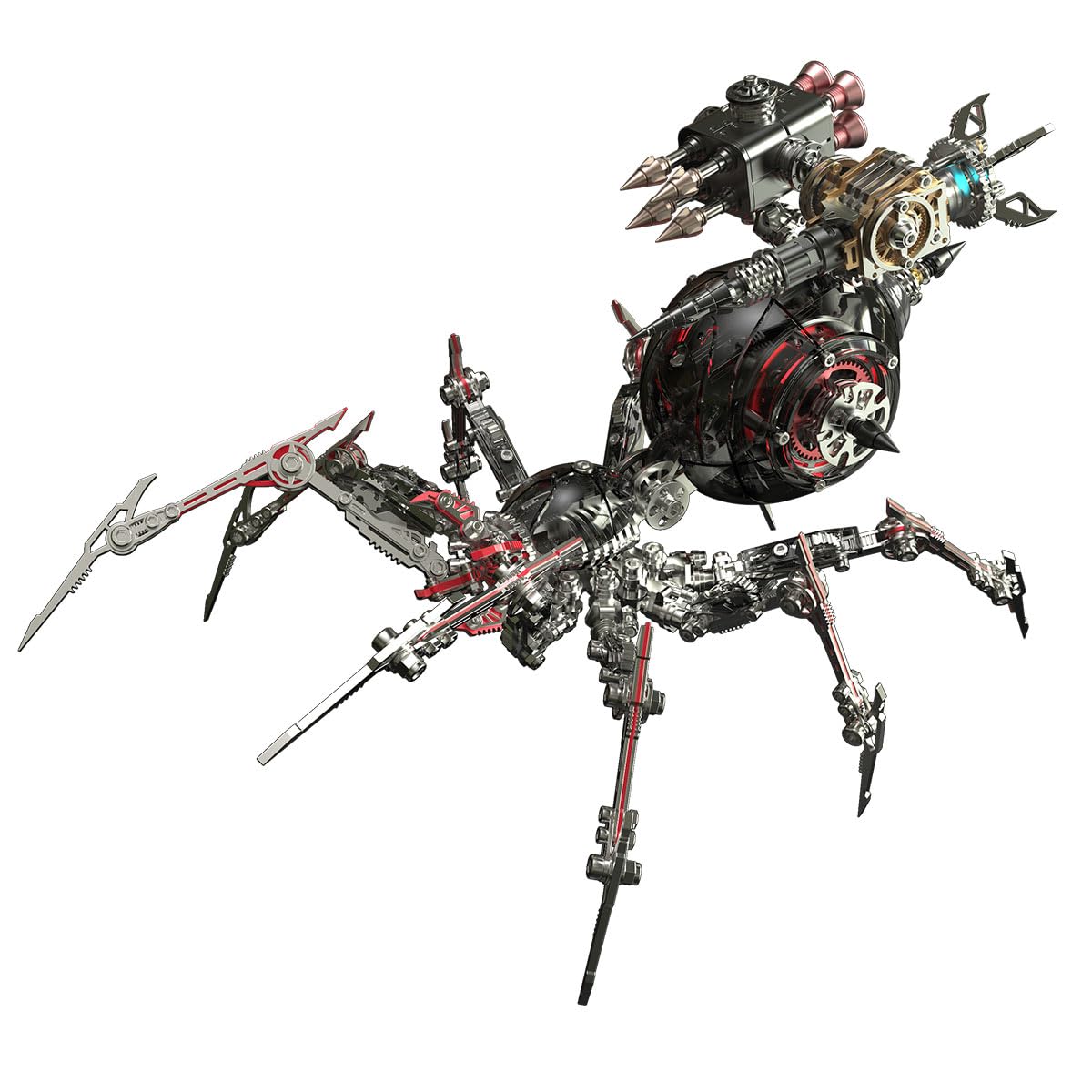 Steampunk - Puzzle in metallo 3D per adulti, modello di ragno di guerra meccanico con base, motivo: animali fai da te, modello per ornamenti e regali da scrivania (602 pezzi)