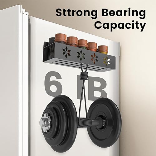 Miniatura 4 de Estante magnético para especias para refrigerador, paquete de 2 estantes magnéticos para especias para refrigerador, organizador magnético para