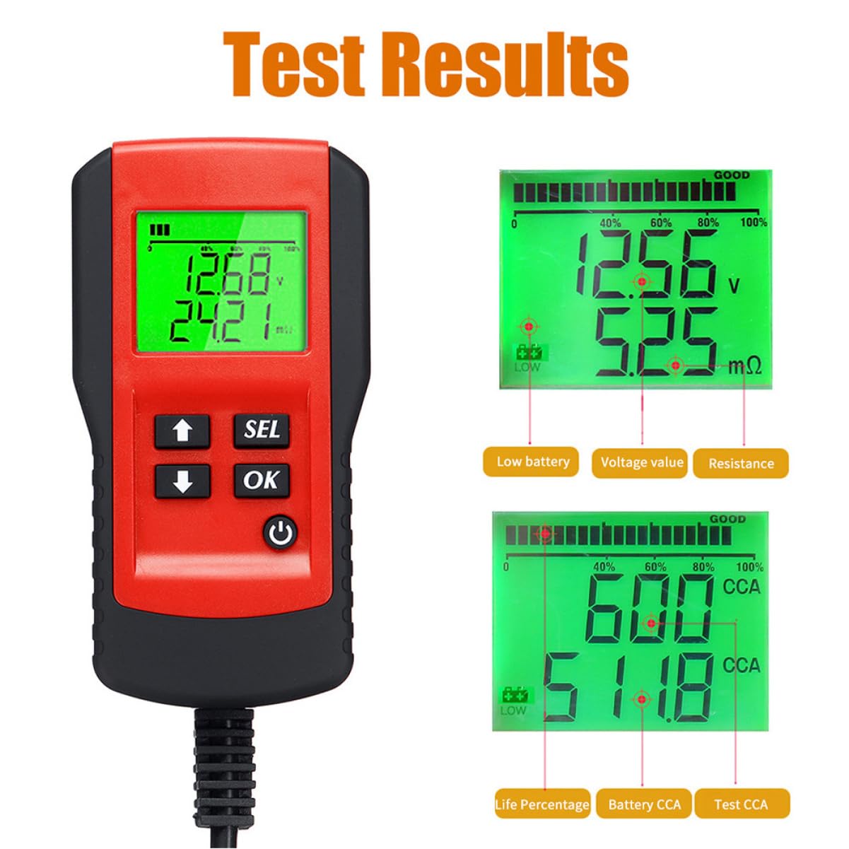 Sosoport Tester Per Batteria Auto Digitale Display Lcd Analizzatore Di Batterie 12v Strumento Di Per Batterie Auto Uso Professionale e Veicoli Elettrici