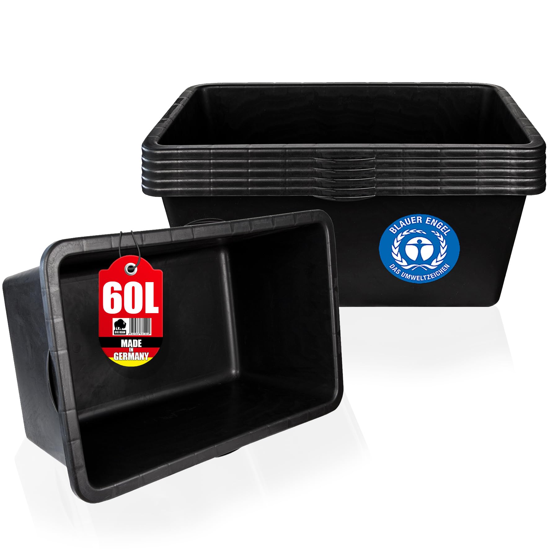 BigDean 5X Mörtelkasten 60 Liter Eckig Miniteich Pflanzkübel Blauem Engel
