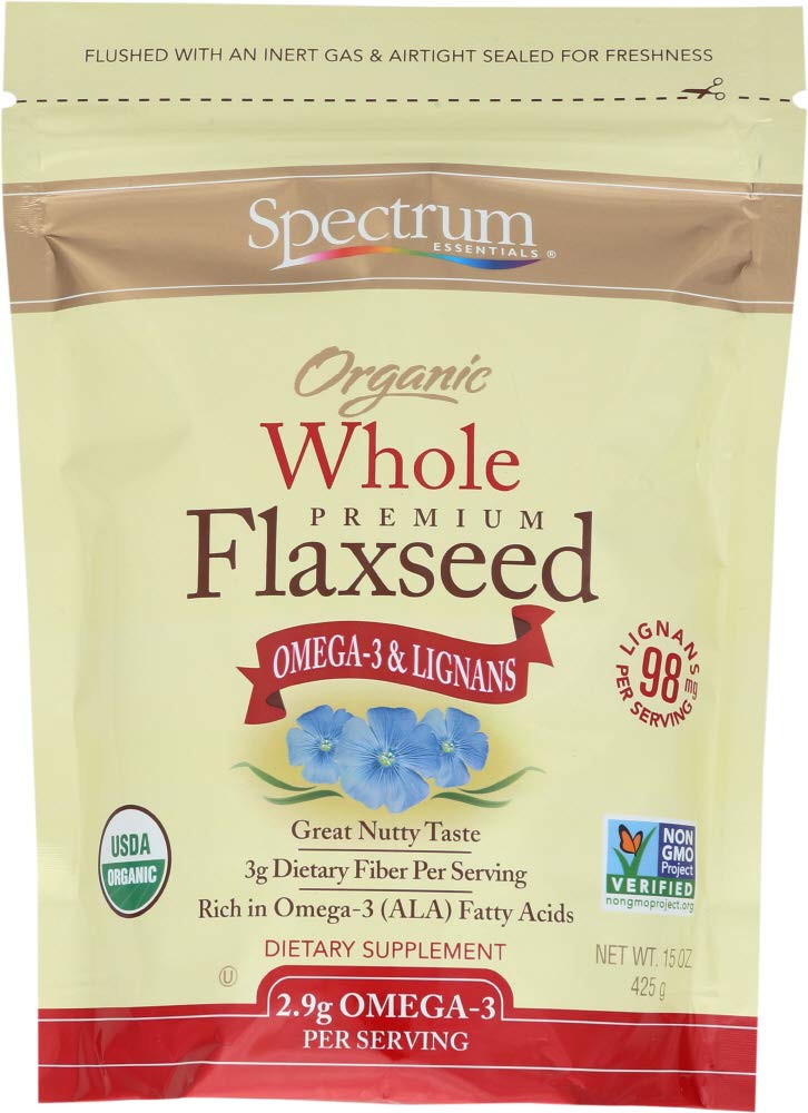 Spectrum Essential Flaxseed Organic Whole, 15 Ounce (2 Pack)USDA Organic