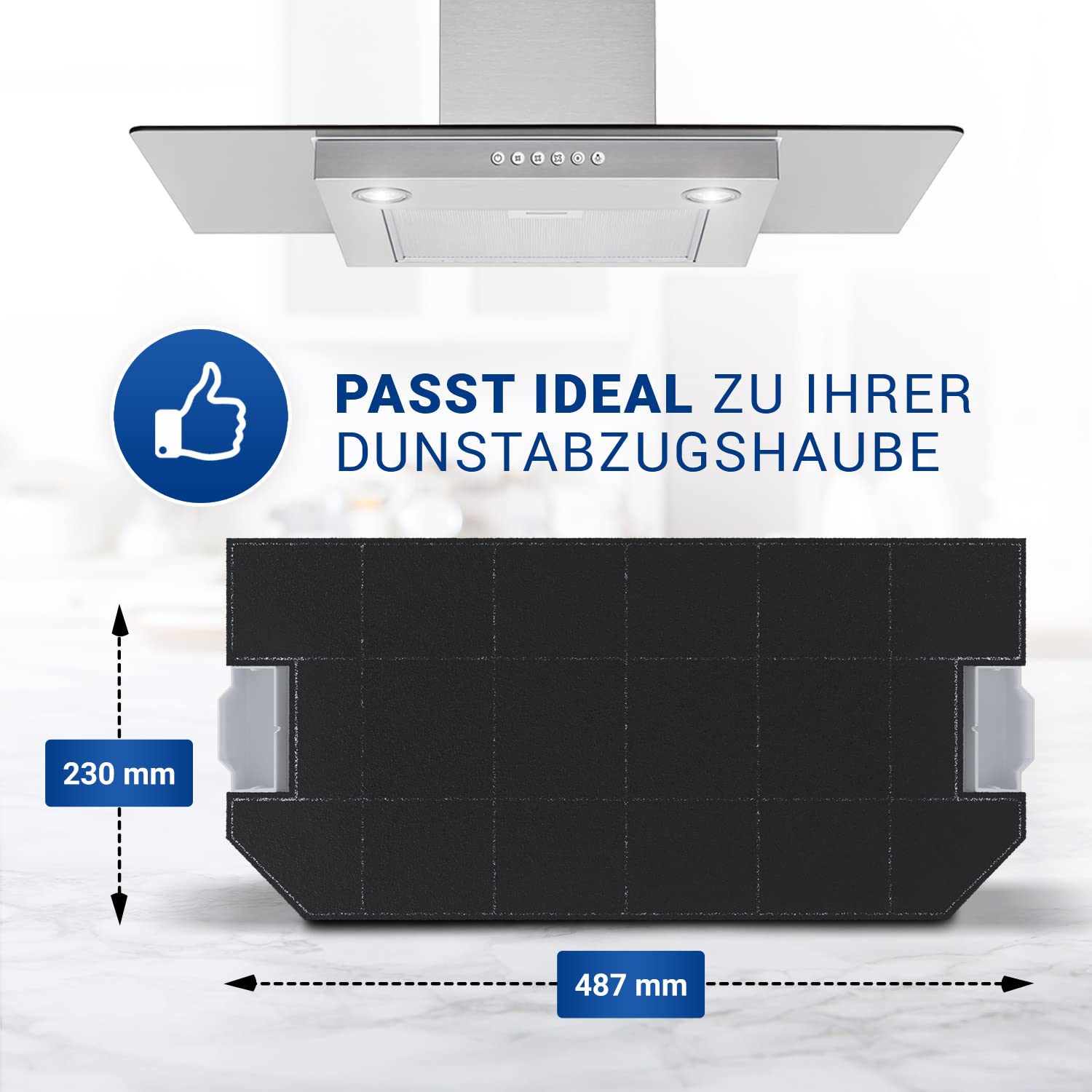 VIOKS 2x Kohlefilter Dunstabzugshaube 487x230 mm Ersatz für Bosch 00460367 | Filter Aktivkohlefilter, für Dunstabzug Abzugshaube