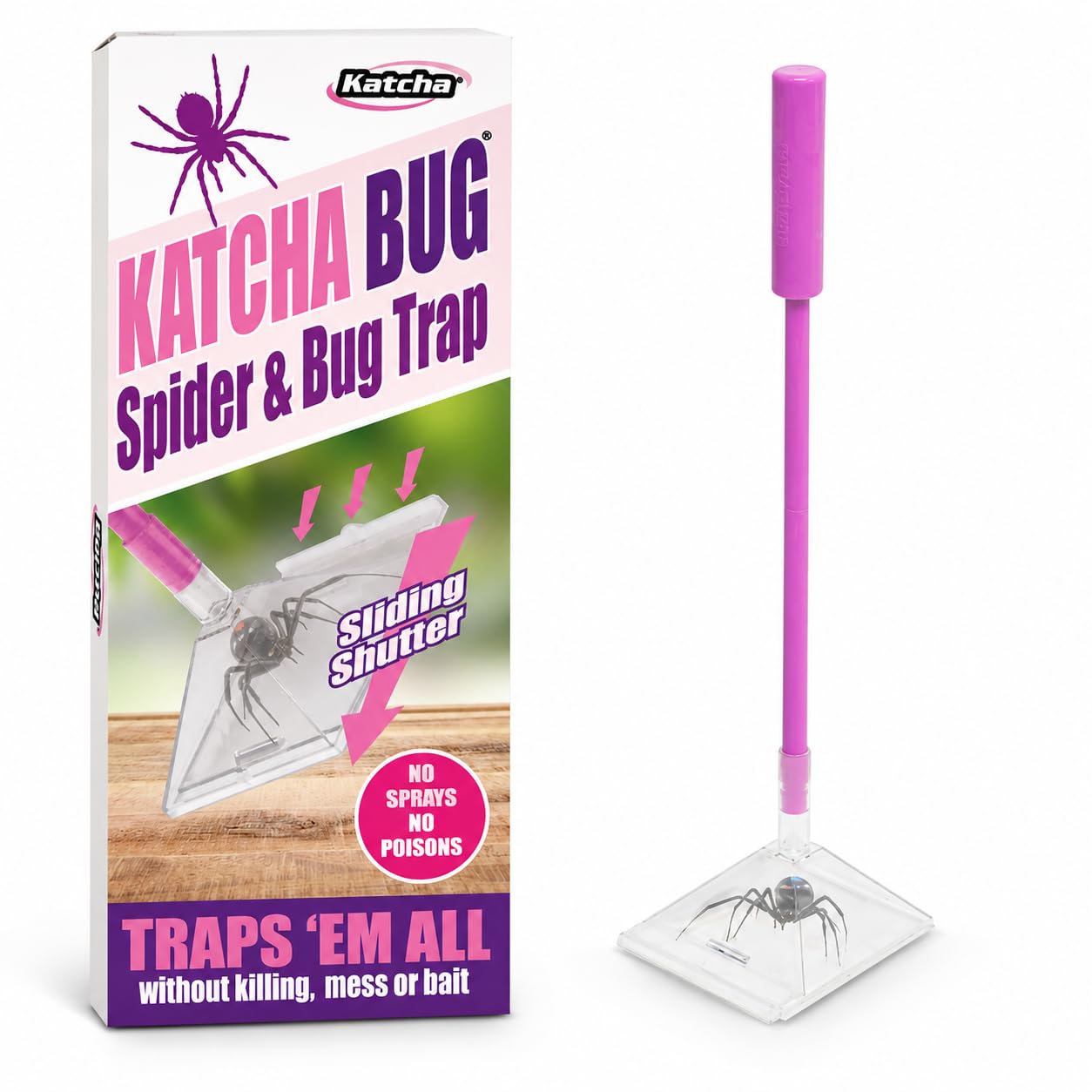 Katcha Spider & Bug Trap - PINK (1 Piece Handle, 1 Pack)
