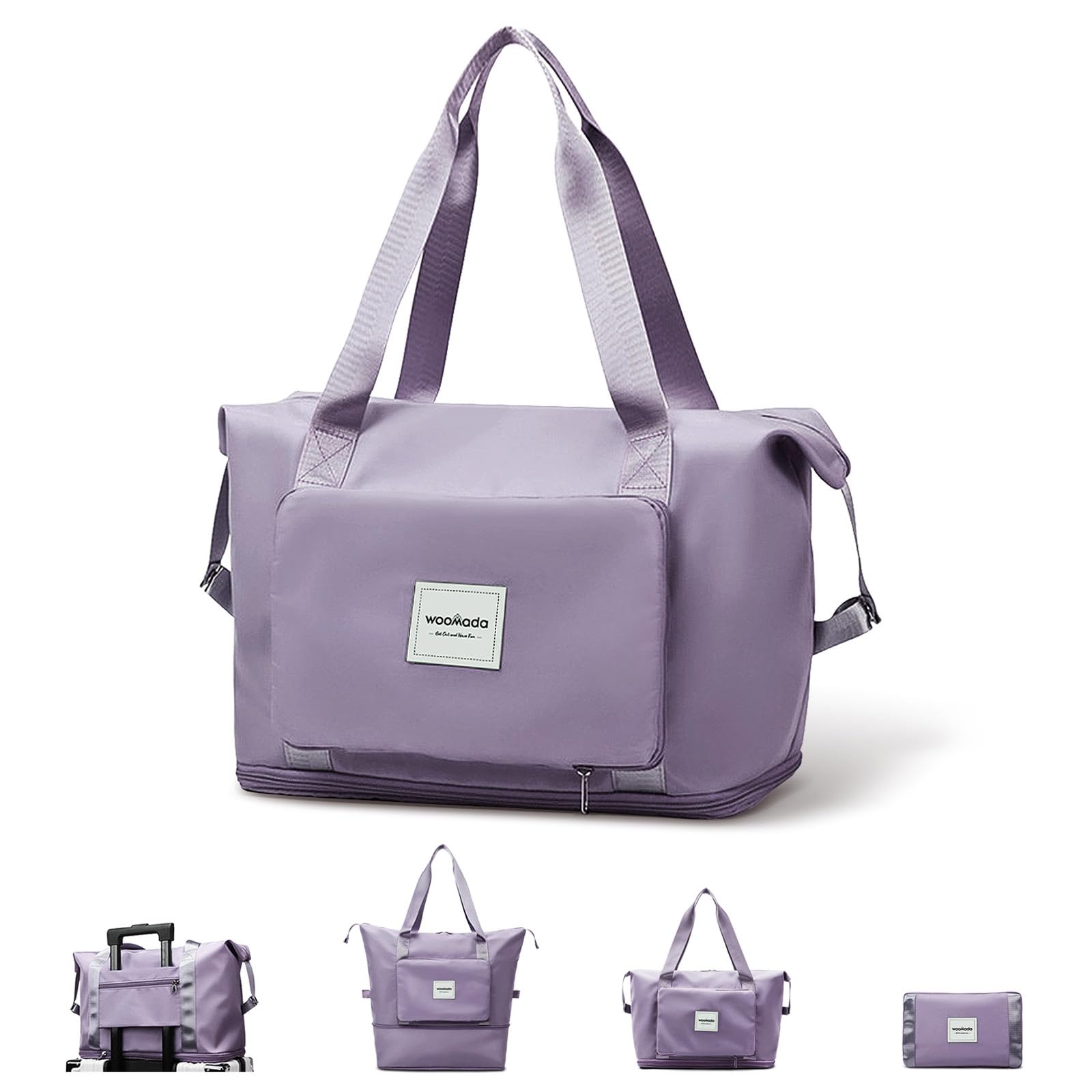 WOOMADA Foldable Travel Duffel, Weekender & Carry-On Bag with Expandable Space