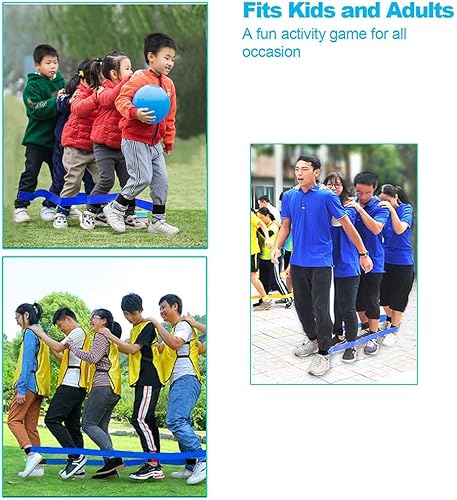 Miniatura 5 de Bandas de carreras de 5 patas, juegos de campo para adultos y niños, juegos gigantes para patio, césped, campamento, playa (rojo y amarillo)