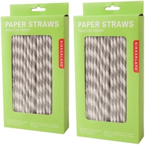(144 por caja) Pajitas de papel Juego de 2 Color Gris