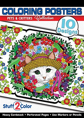 Pets and Critters - Premium Coloring Poster Tablet (10 Designs)
