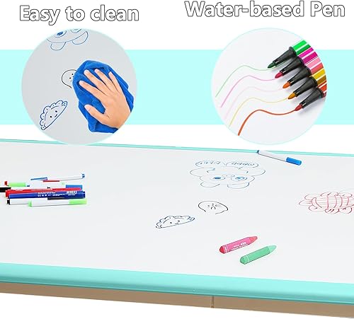 Miniatura 4 de Juego de mesa y silla para niños, mesa de estudio y mesa de comedor, escritorio para niños y niñas de 2 a 12 años, mesa de altura ajustable con 6